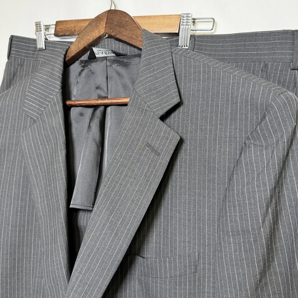 Jos. A. Bank Stays Cool Mens Grey Pinstripe 2 Button Suit Blazer Trousers Set